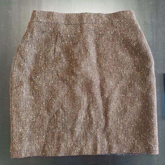 Vintage brown tweed mini-skirt with yellow flecks - Picture 2 of 3